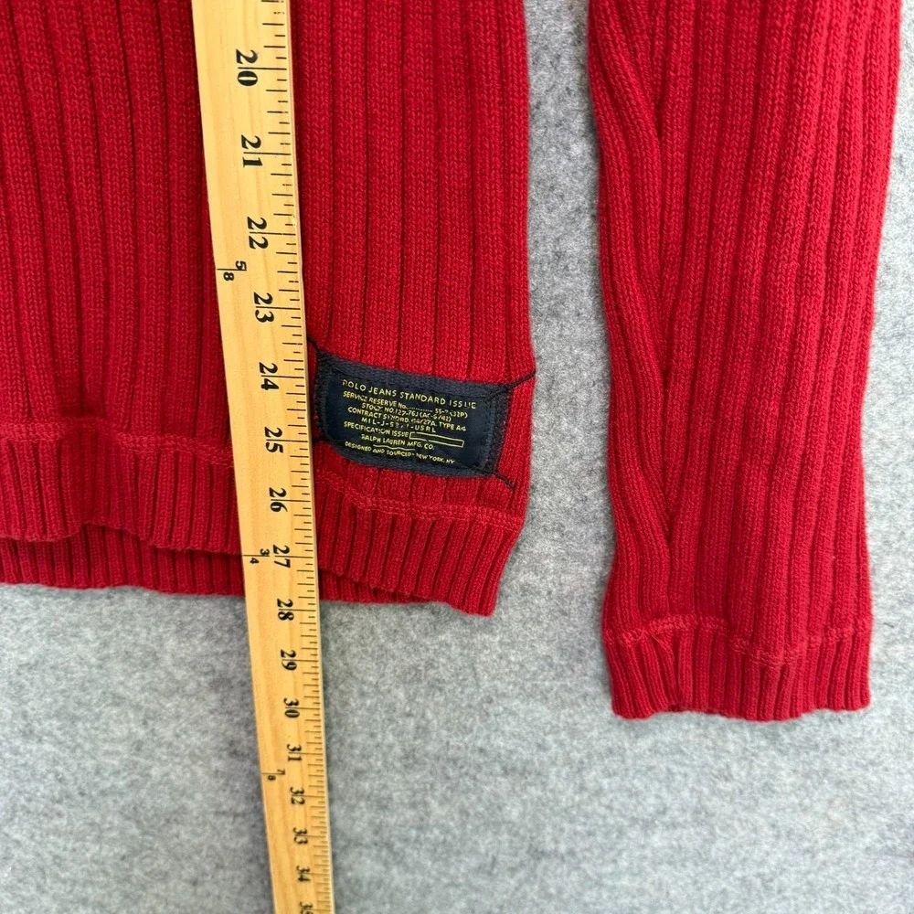 Polo Jeans Company Ralph Lauren Heavyweight Sweater Mens Large Ribbed‎ Knit Red